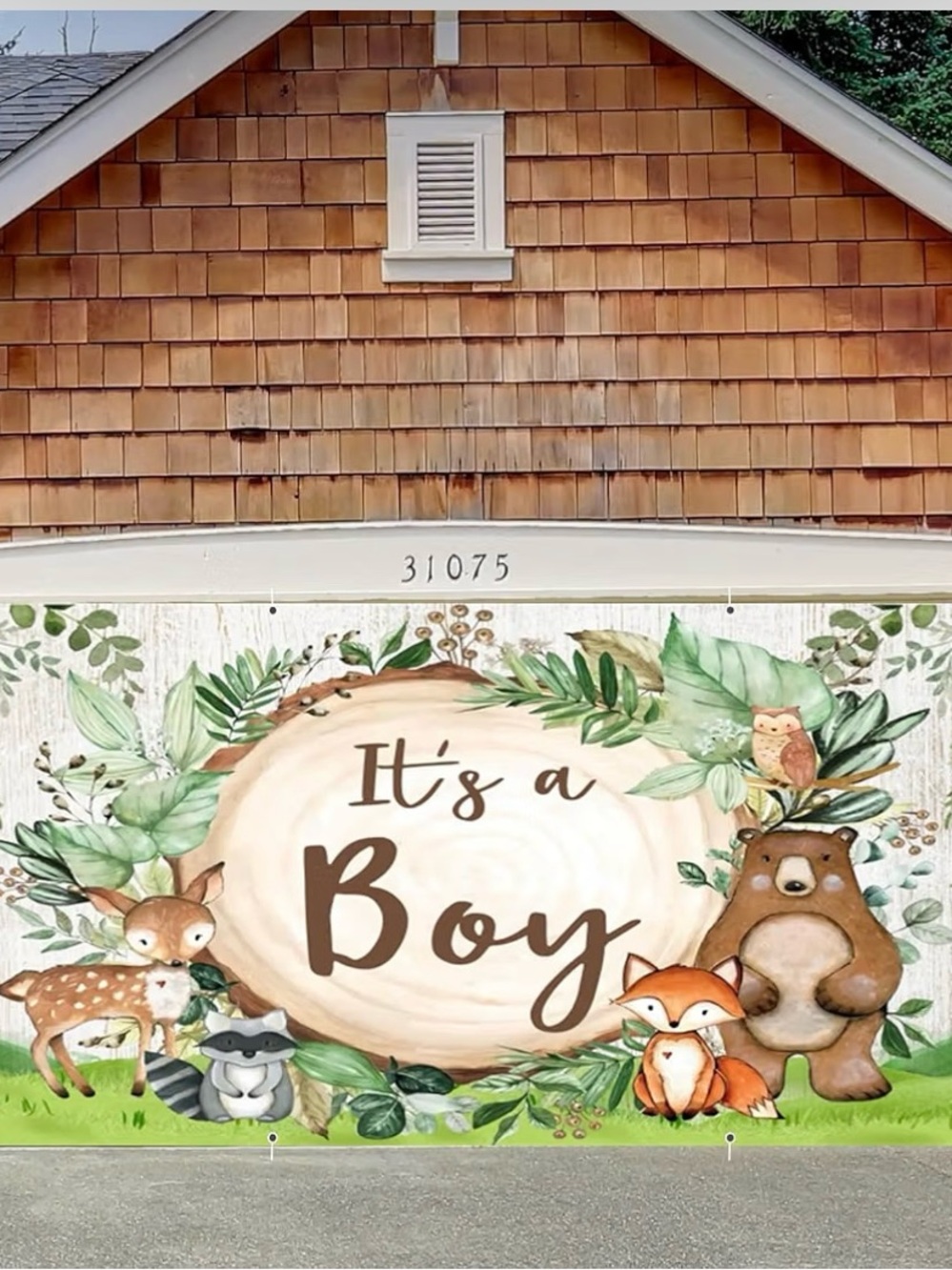 Woodland "It's a Boy" Garage Door 7x16ft Backdrop like new used once
